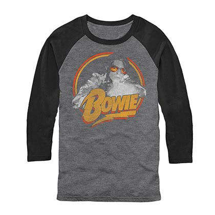David Bowie Spotlight Raglan Gray Baseball T-Shirt