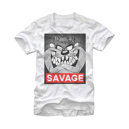 Looney Tunes Savage Taz White T-Shirt