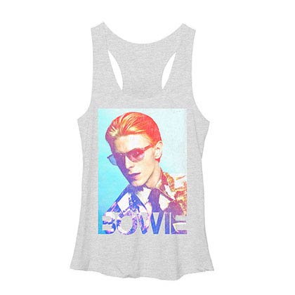David Bowie 80s Vibe White Juniors Racerback Tank Top