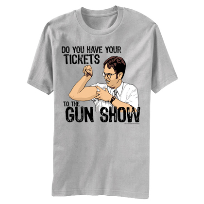 The Office Dwight Gun Show Grey Graphic Tee Shirt