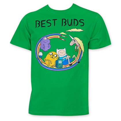 Adventure Time Men's Green Best Buds Tee Shirt