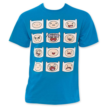 Adventure Time Men's Blue Finn Faces Tee Shirt