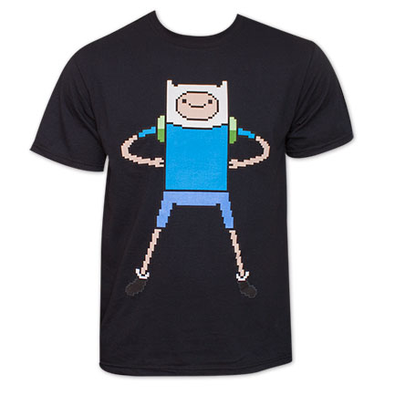 Adventure Time Finn 8-Bit Tee Shirt - Black