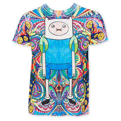 Adventure Time Sublimated Psychedelic Finn Tee Shirt