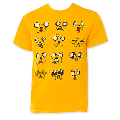 Adventure Time Many Faces Of Jake Yellow Tee Shirt