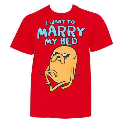 Men's Cotton Adventure Time Marry My Bed Red T-Shirt