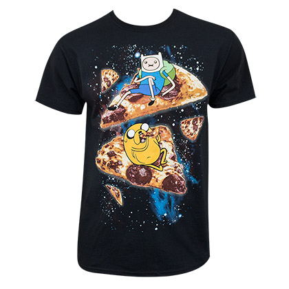 Adventure Time Men's Black Pizza Tee Shirt
