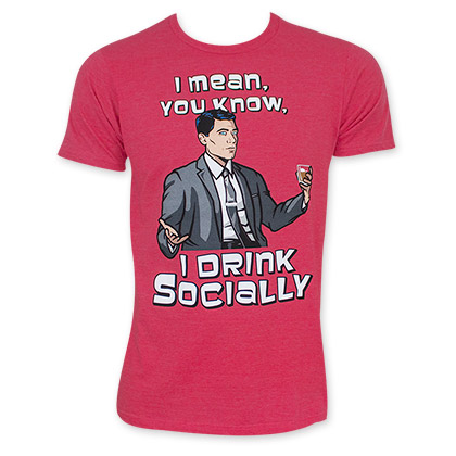 Archer Men's Red Drink Socially Tee Shirt