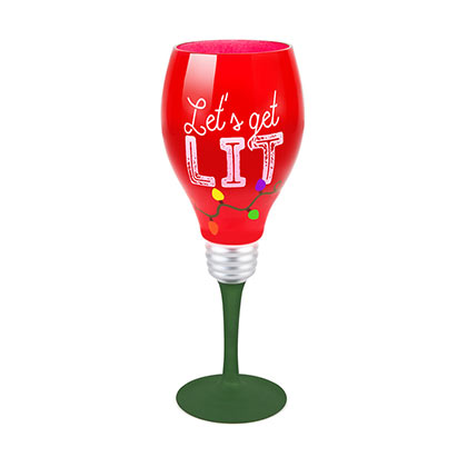Let's Get Lit Holiday Wine Glass