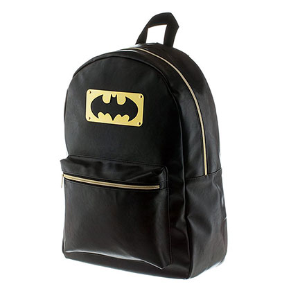 Batman Black Bat Logo Metal Plate Backpack