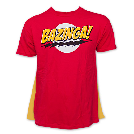 Big Bang Theory Bazinga! T Shirt with Cape Red