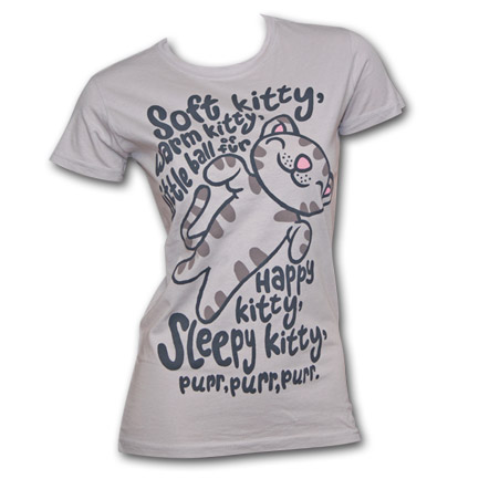 Big Bang Theory Soft Kitty Song Grey Juniors Graphic T-Shirt