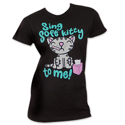 Women's Black Big Bang Theory Sing Soft Kitty Song Tee Shirt