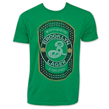 Men's Green Brooklyn Brewery Lager Beer Logo T-Shirt