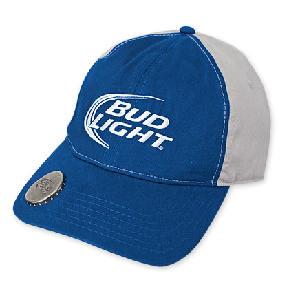 Bud Light Two-Tone Blue And Gray Bottle Opener Hat