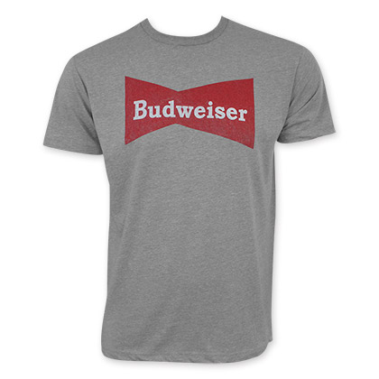 Budweiser Men's Gray Vintage Logo T-Shirt