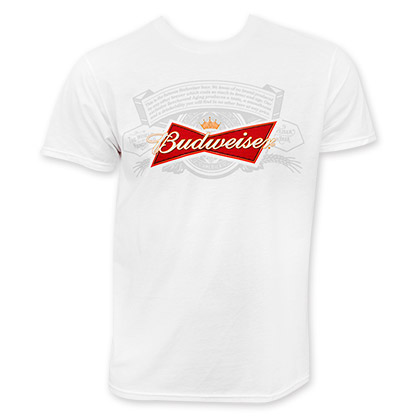 Budweiser Men's White Beer Label T-Shirt