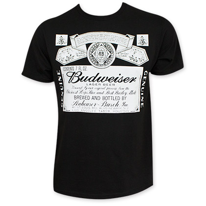 Budweiser Men's Black Beer Logo T-Shirt