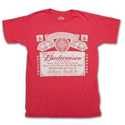 Budweiser Classic Logo Heather Red T Shirt