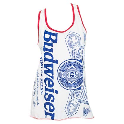 Women's Budweiser Label White Racerback Tank Top
