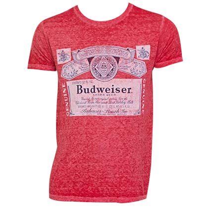 Men's Budweiser Vintage Label Red T-Shirt