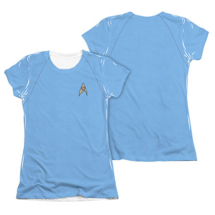 Star Trek TOS Science Juniors Costume Blue Sublimation T-Shirt