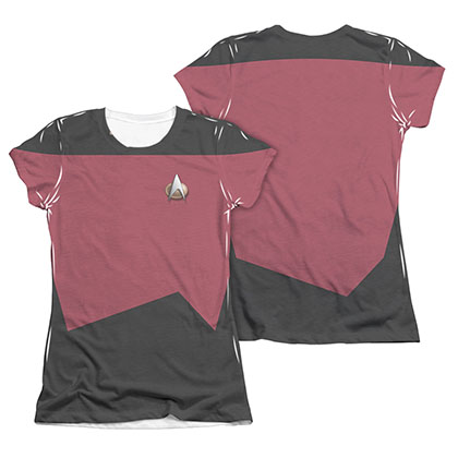Star Trek TNG Command Costume Red Juniors Sublimation T-Shirt