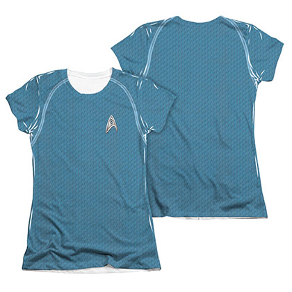 Star Trek Movie Science Blue Juniors Costume Sublimation T-Shirt