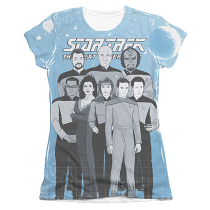 Star Trek TNG Comic Cast Sublimation Juniors T-Shirt