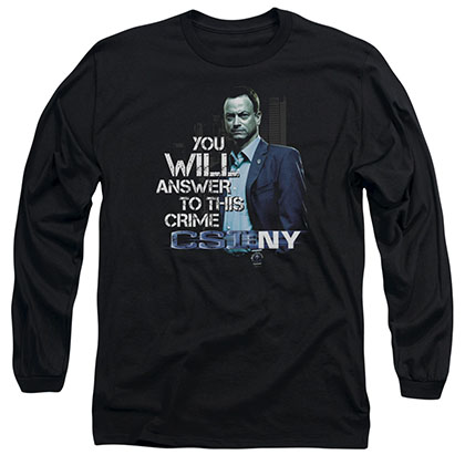 CSI: NY You Will Answer Black Long Sleeve T-Shirt