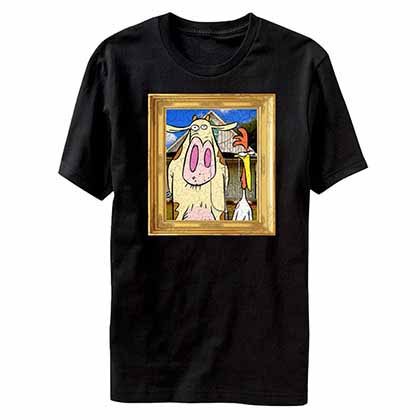 Cow and Chicken Farmerstyle Black T-Shirt