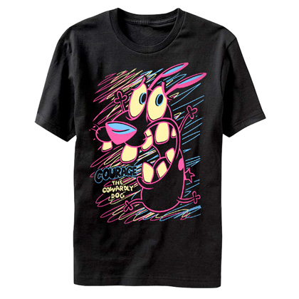 Cartoon Network Courage The Cowardly Dog Neon Drawing Tshirt