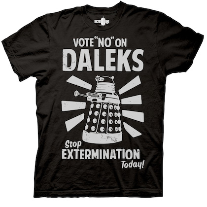 Doctor Who Vote No On Daleks Black Tshirt