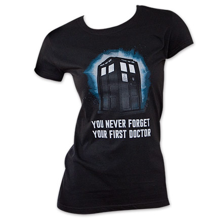 Women's Black Dr. Who Never Forget Tee Shirt
