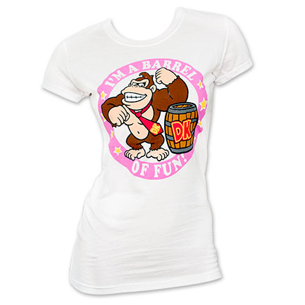 Nintendo Donkey Kong Barrel Of Fun Juniors Tee Shirt - White