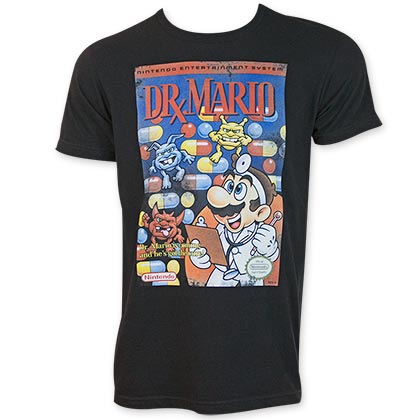 Nintendo Men's Black Original NES Dr. Mario Tee Shirt