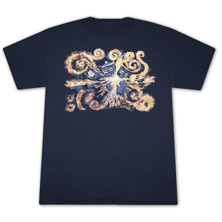 Doctor Who Van Gogh TARDIS Navy Blue Graphic Tee Shirt