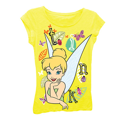 Disney Tinkerbell Girls 7-16 Yellow Tee Shirt