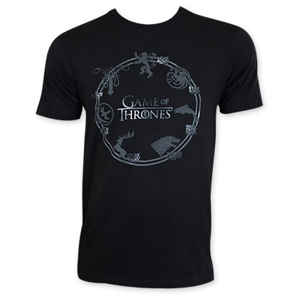 Game Of Thrones Men's Black Circle Logo Tee Shirt