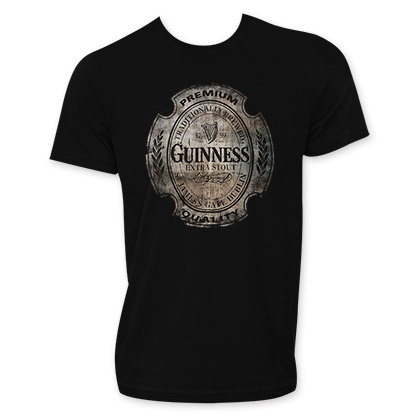 Guinness Extra Stout Men's Black Distressed Label T-Shirt