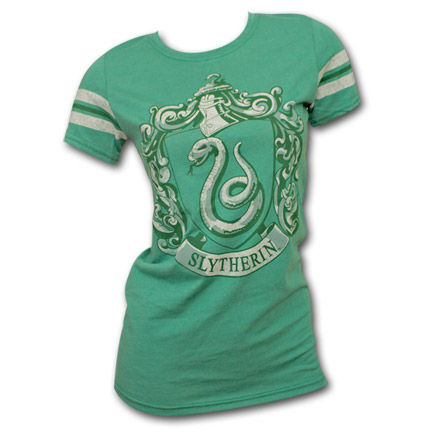 Harry Potter Slytherin Distressed Ladies Green Graphic Tee Shirt