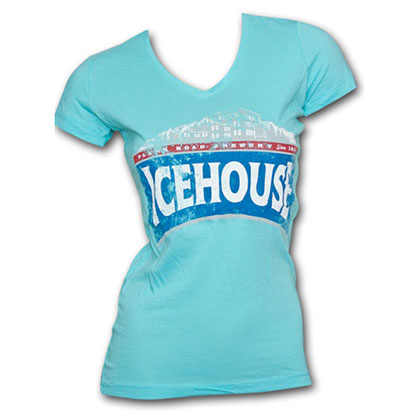 Icehouse Faded Logo Bright Blue Womens Graphic T Shirt
