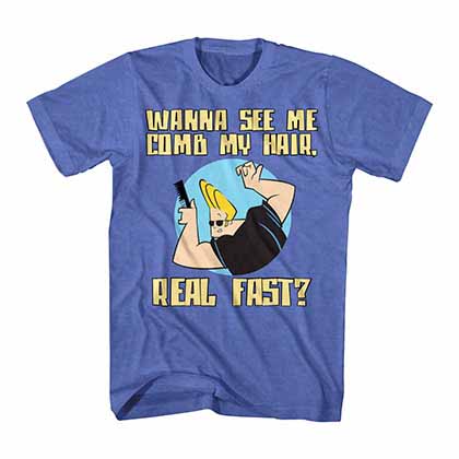 Johnny Bravo Comb Hair Blue T-Shirt