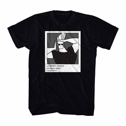 Johnny Bravo Screen Test Black T-Shirt