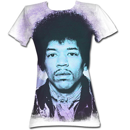 Jimi Hendrix Face Womens White T-Shirt