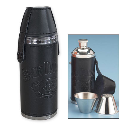 Jack Daniels Travel Flask With Two-Piece Cup Set