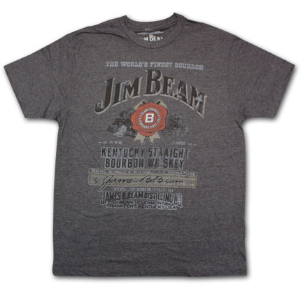 Jim Beam Distressed Label Charcoal Heather Graphic T Shirt
