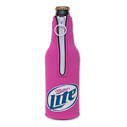 Miller Lite Logo Neoprene Bottle Suit Koozie Pink