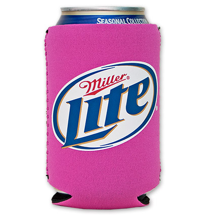 Miller Lite Logo Cooler Can Koozie - Pink