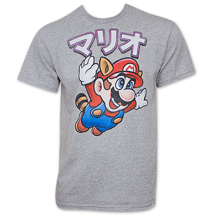Nintendo Grey Flying Japanese Mario T-Shirt